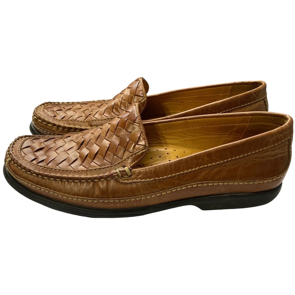 Johnston‎ & Murphy Mens Tan Woven Leather Loafers 20-8543 Size 11.5 M Brazil - Picture 6 of 11